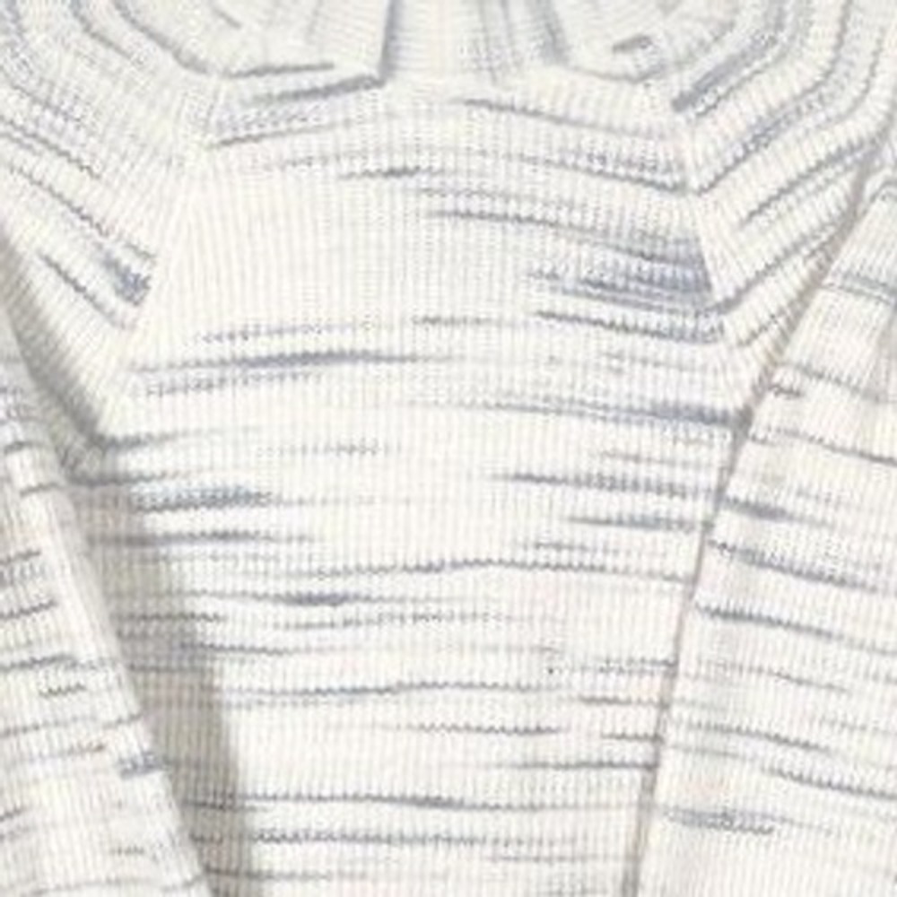 Pure Jill J. Jill Women Medium Cream Blue Space Dye Ribbed V-Neck Sweater - Picture 3 of 8